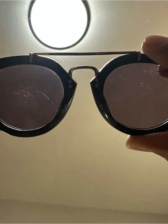 Vtg CELINE Preppy Pretty Double Bridge Sunglasses Black Gold Italy Purple Grad - Picture 10 of 13